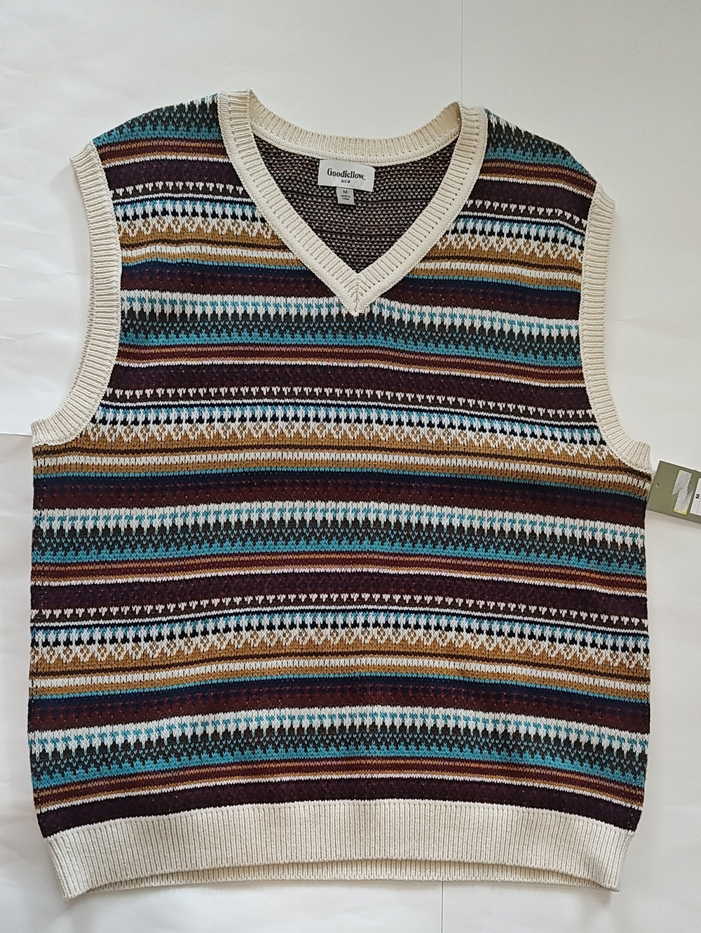 Goodfellow‎ & Co Mens Fair Isle V-Neck Sweater Vest Multi-Color Knit Size M